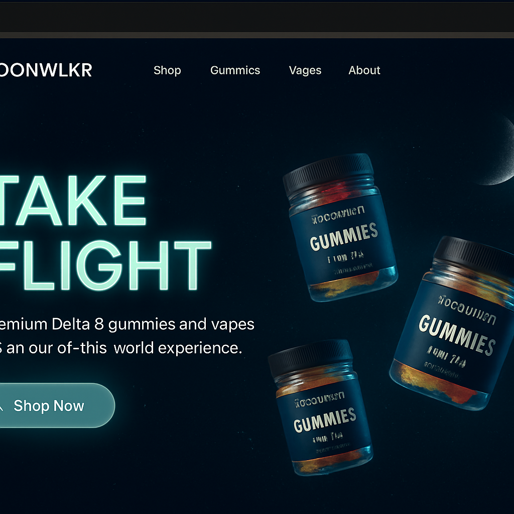Screenshot of the MOONWLKR website homepage